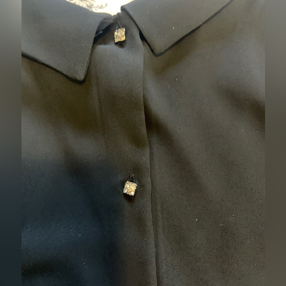 Unique zara chiffon crystal back button top